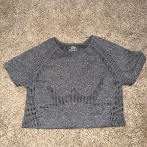 Gray Crop Women's Workout Top